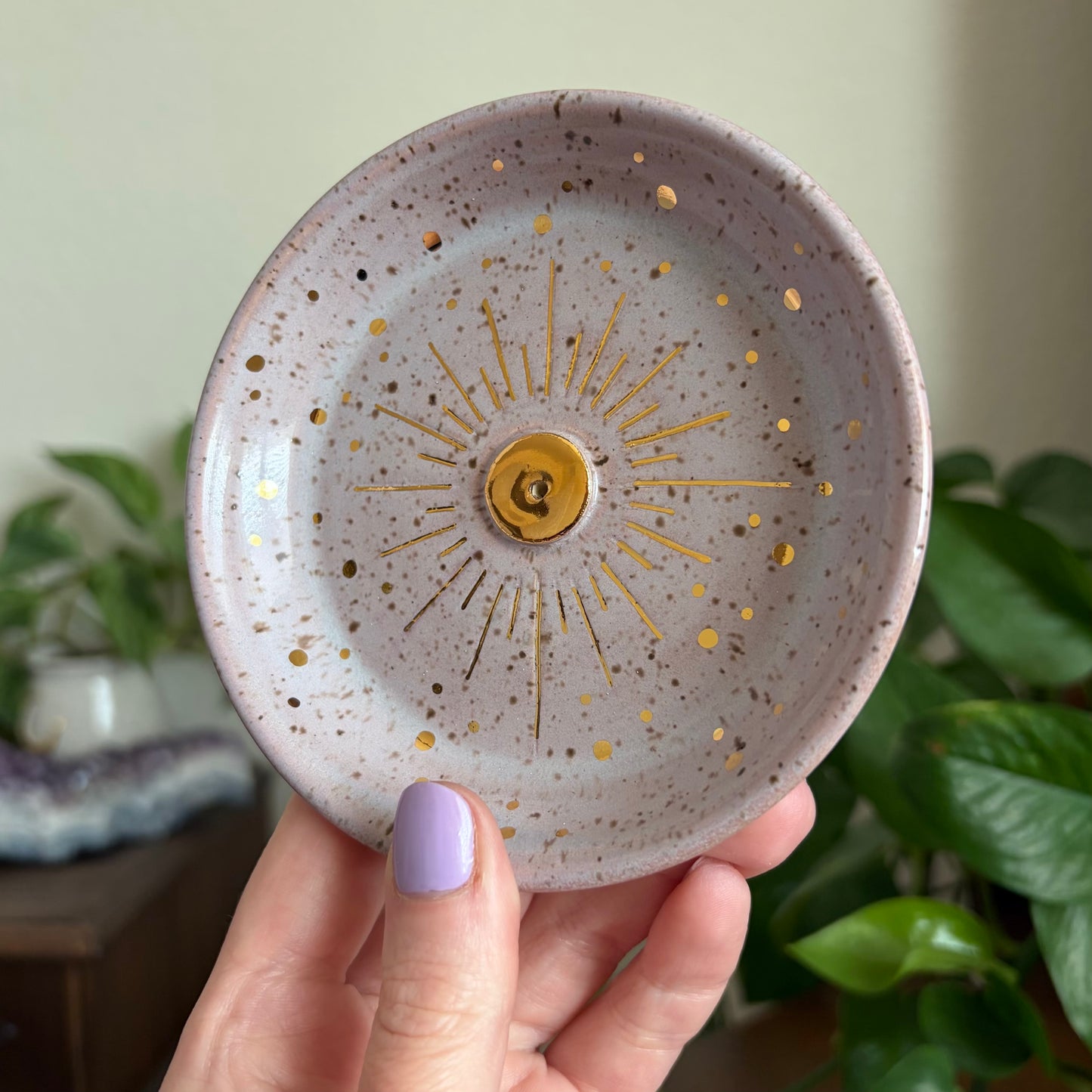 Shining Sun Incense Holder • Lavender Haze Glaze