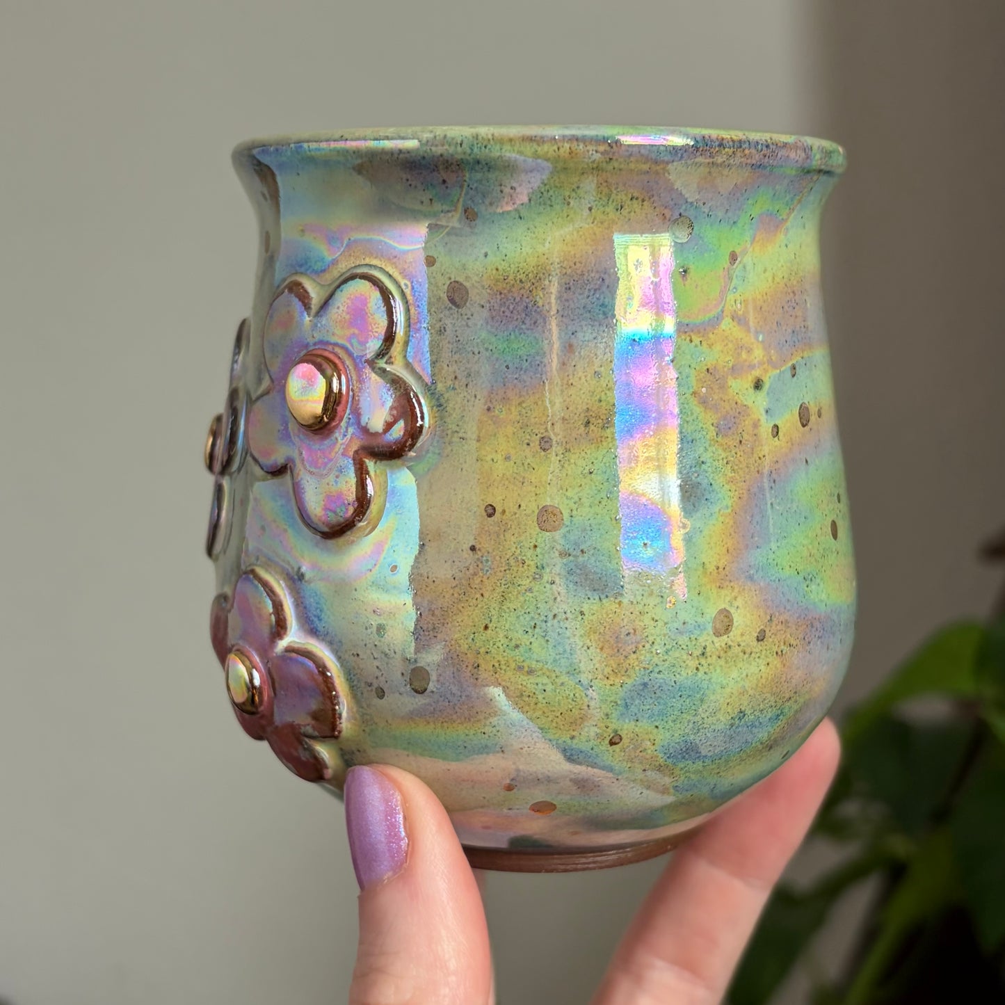 Pink Flower Mug • Aura Meadow Glaze • 12 fl oz