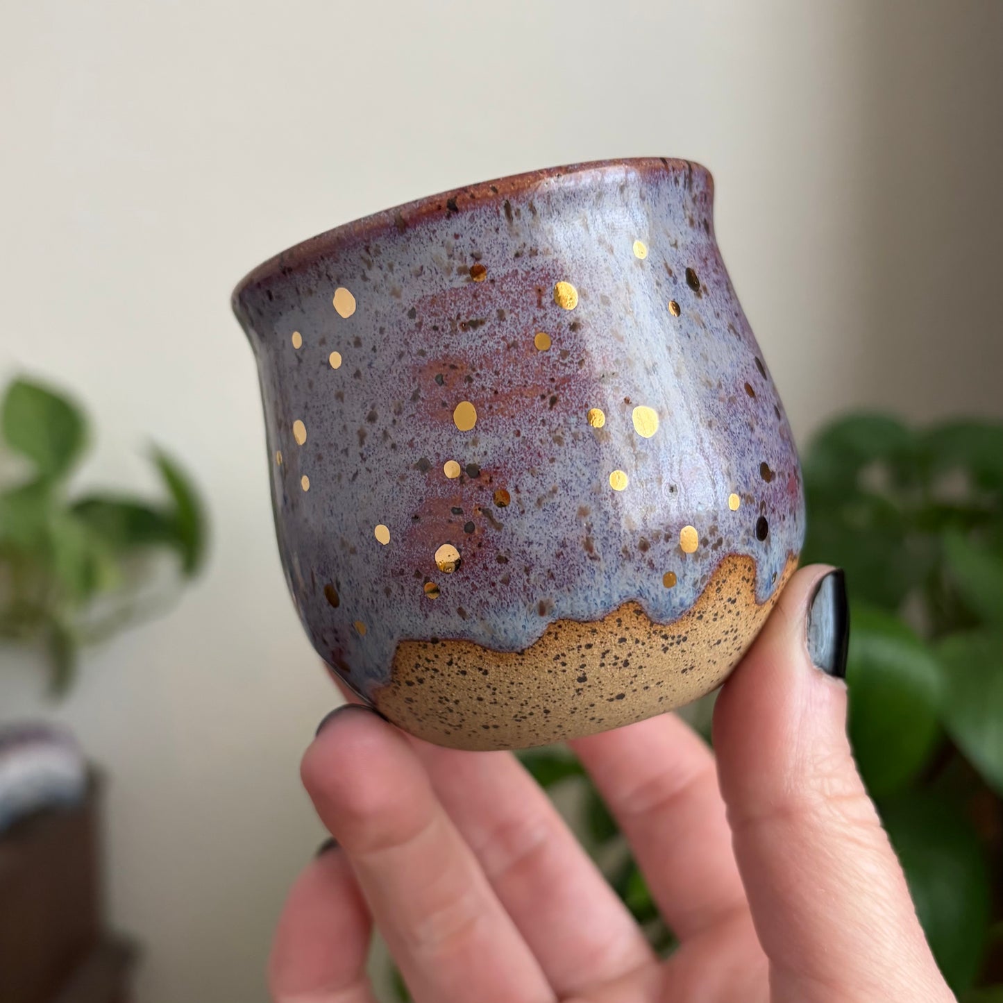 Moon + Star Mini Planter • Drippy Déjà Vu Glaze • Drainage