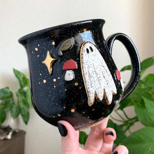 PRE-ORDER • Enchanted Ghost Mug • Raven Glaze *READ FULL DETAILS*