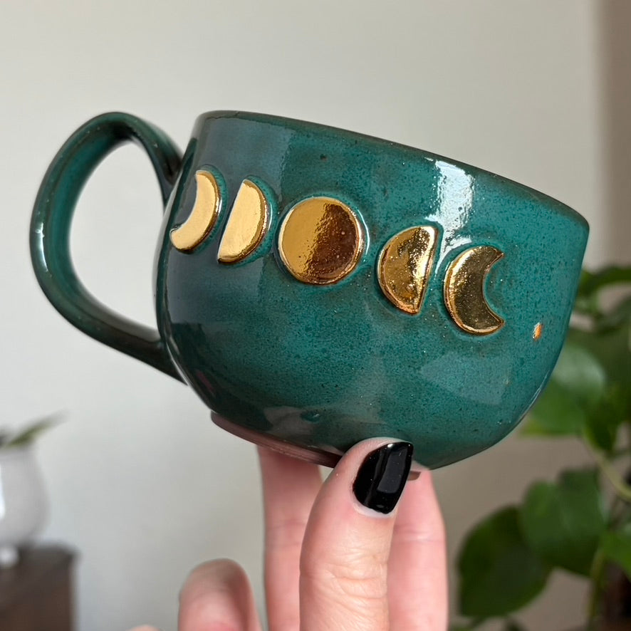 Moon Phase Mug • Emerald Glaze • 9 fl oz