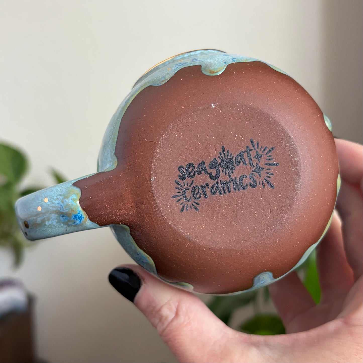 Crescent Moon + Star Mug • Drippy Mermaid Cove Glaze • 12 fl oz