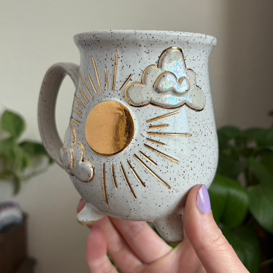 Mostly Sunny Cauldron Mug • Snow Glaze • 15 fl oz