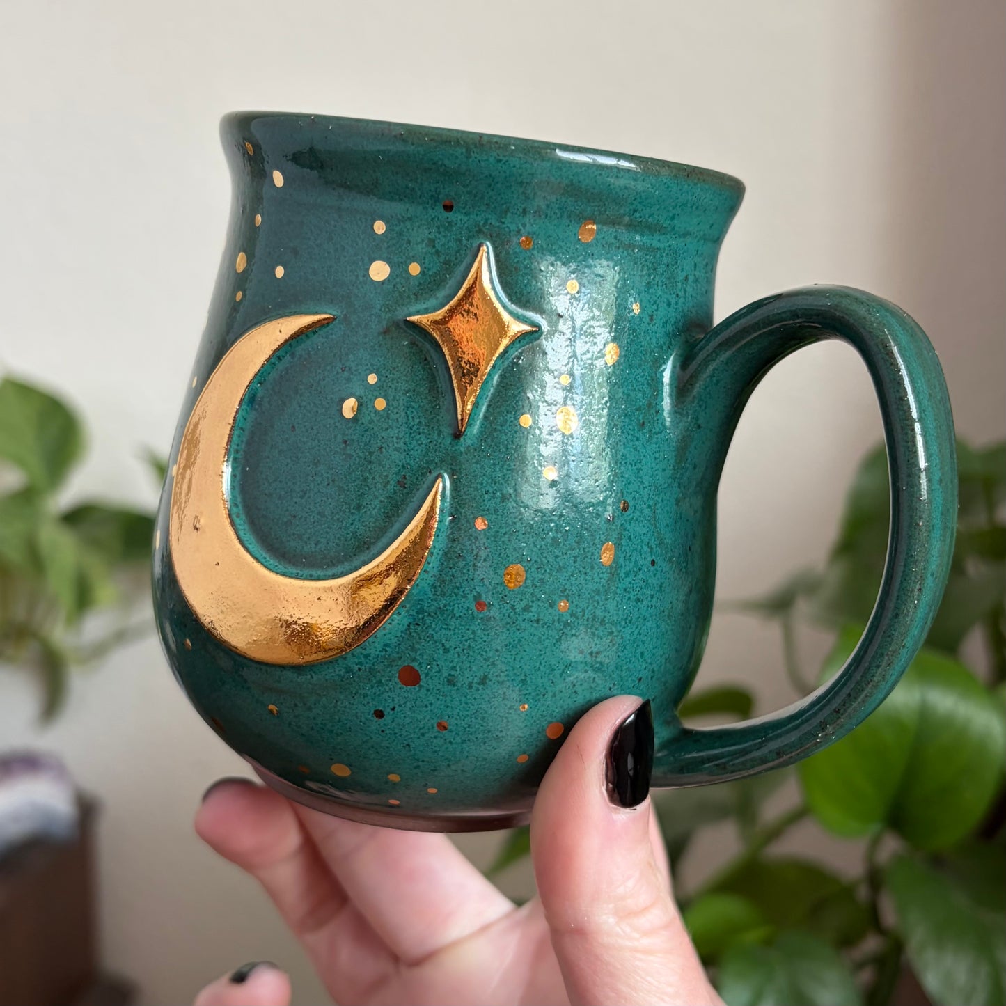 Moon + Star Mug • Emerald Glaze • 13 fl oz