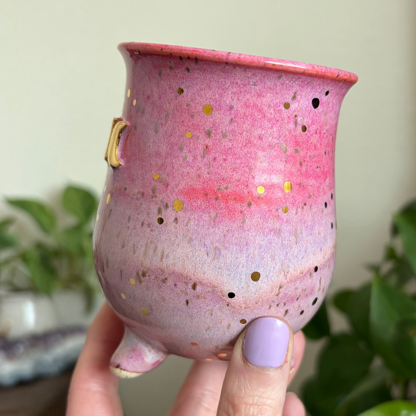 Moon Phase Cauldron Mug • Electric Cosmos Glaze • 11 fl oz