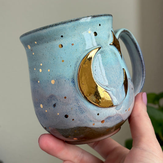 Moon + Star Mug (R) •Cotton Candy Sky Glaze • 14 fl oz