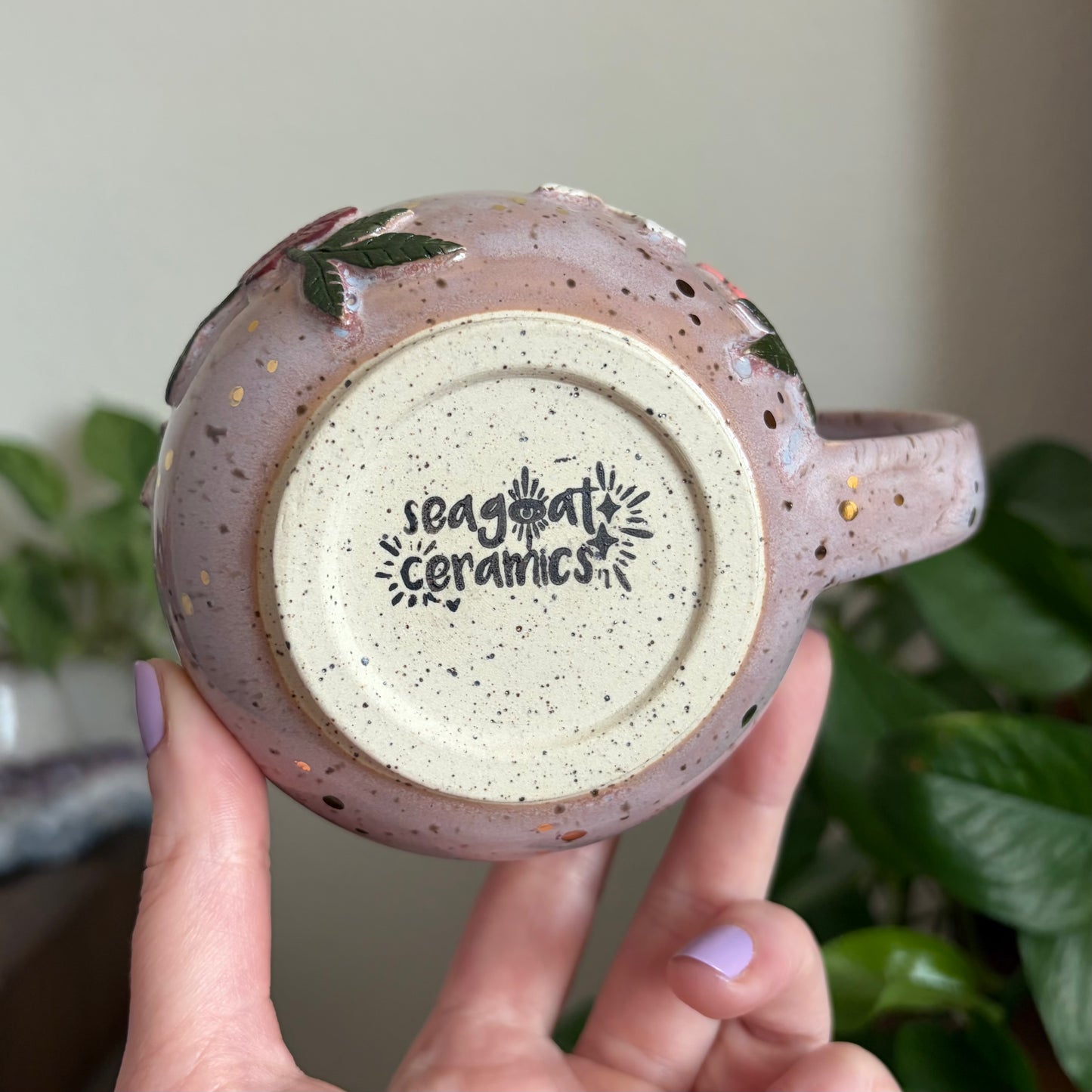 Hare + Peonies Mug • Lavender Haze Glaze • 18 fl oz