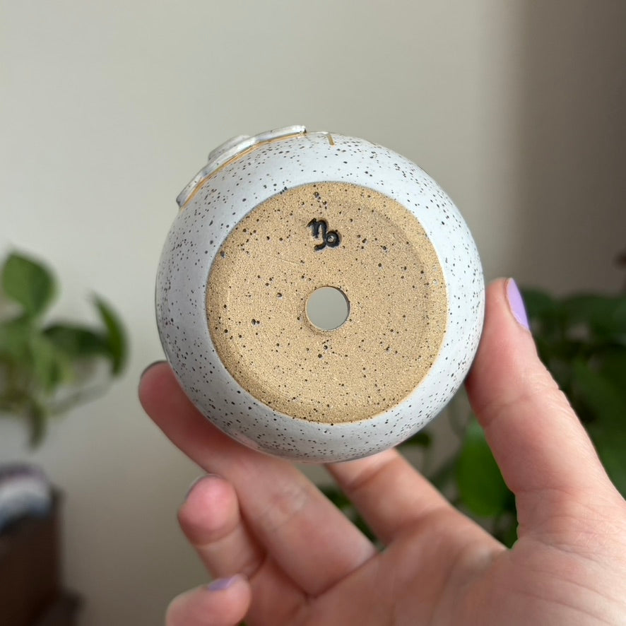 Mostly Sunny Mini Planter • Snow Glaze • Drainage
