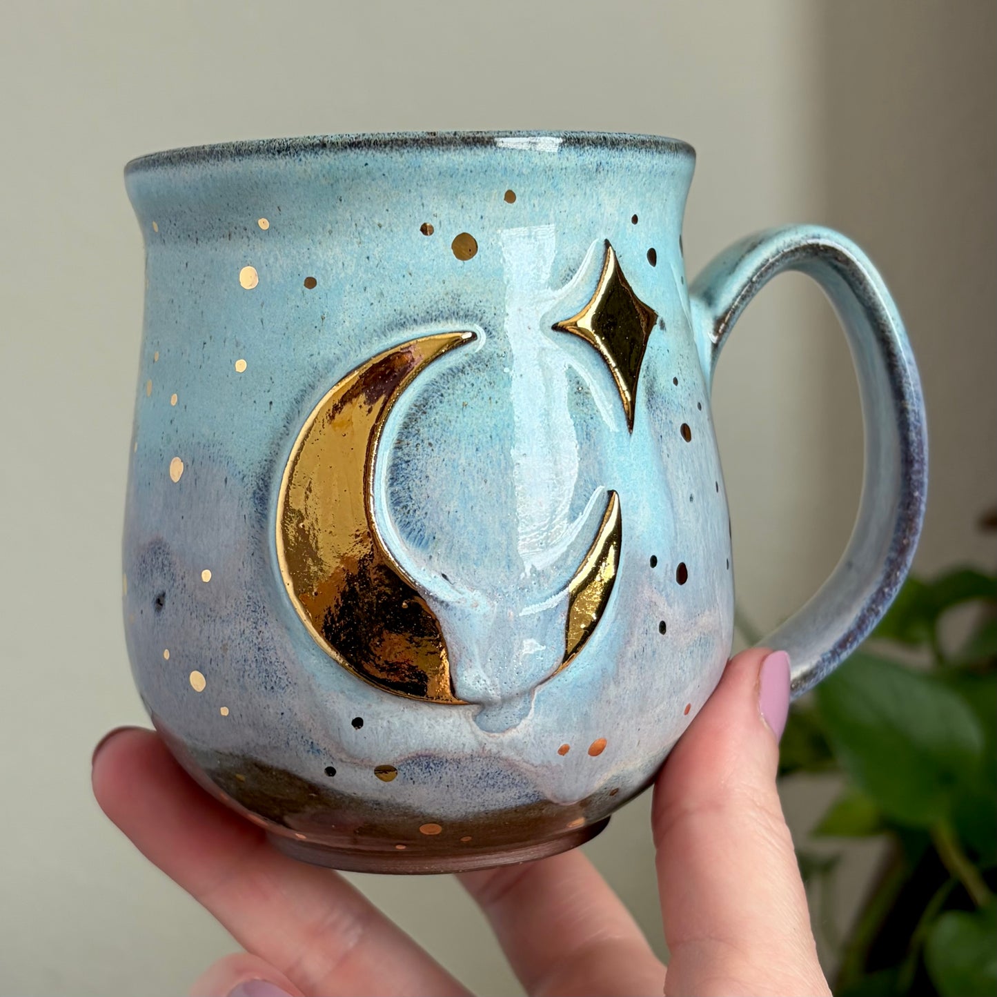 Moon + Star Mug (R) •Cotton Candy Sky Glaze • 14 fl oz