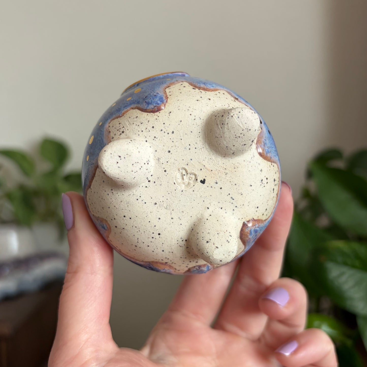 Crescent Moon Mini Ritual Cauldron • Drippy Lavender Haze Glaze