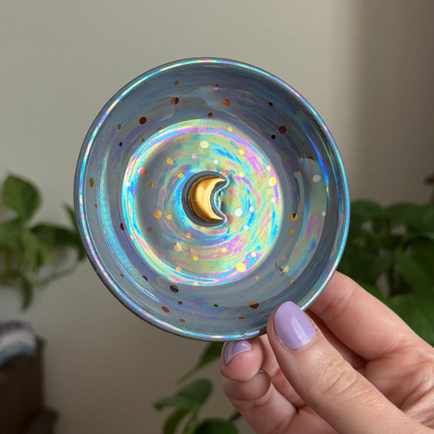 Crescent Moon Small Bowl • Aura Blue Glaze