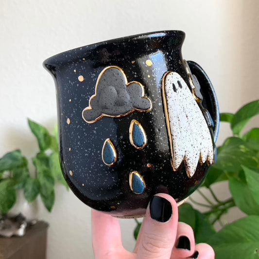 PRE-ORDER • Gloomy Ghost Mug • Raven Glaze *READ FULL DETAILS*