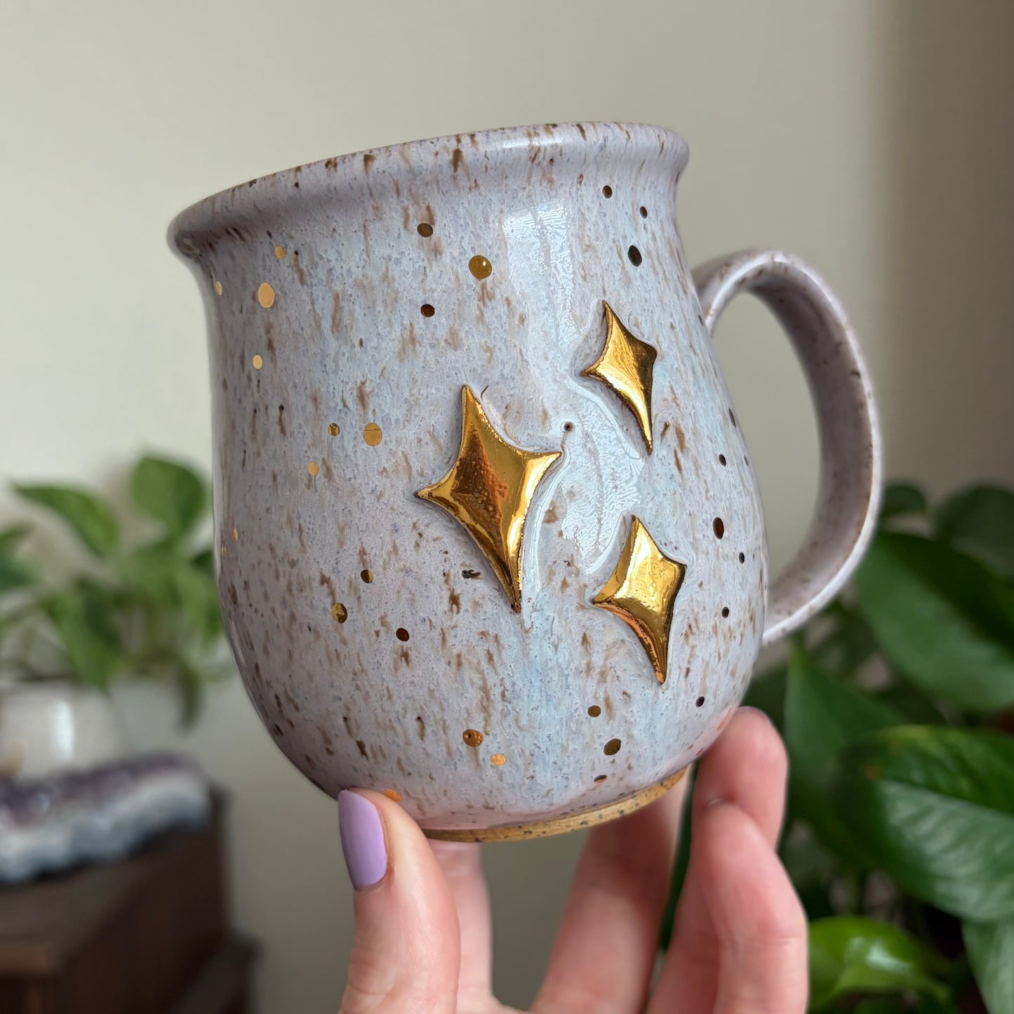 Moon + Stars Double Sided Mug • Lavender Haze Glaze • 15 fl oz