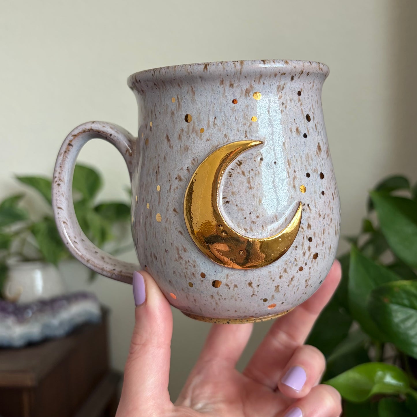 Moon + Stars Double Sided Mug • Lavender Haze Glaze • 15 fl oz