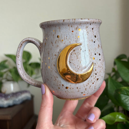 Moon + Stars Double Sided Mug • Lavender Haze Glaze • 15 fl oz
