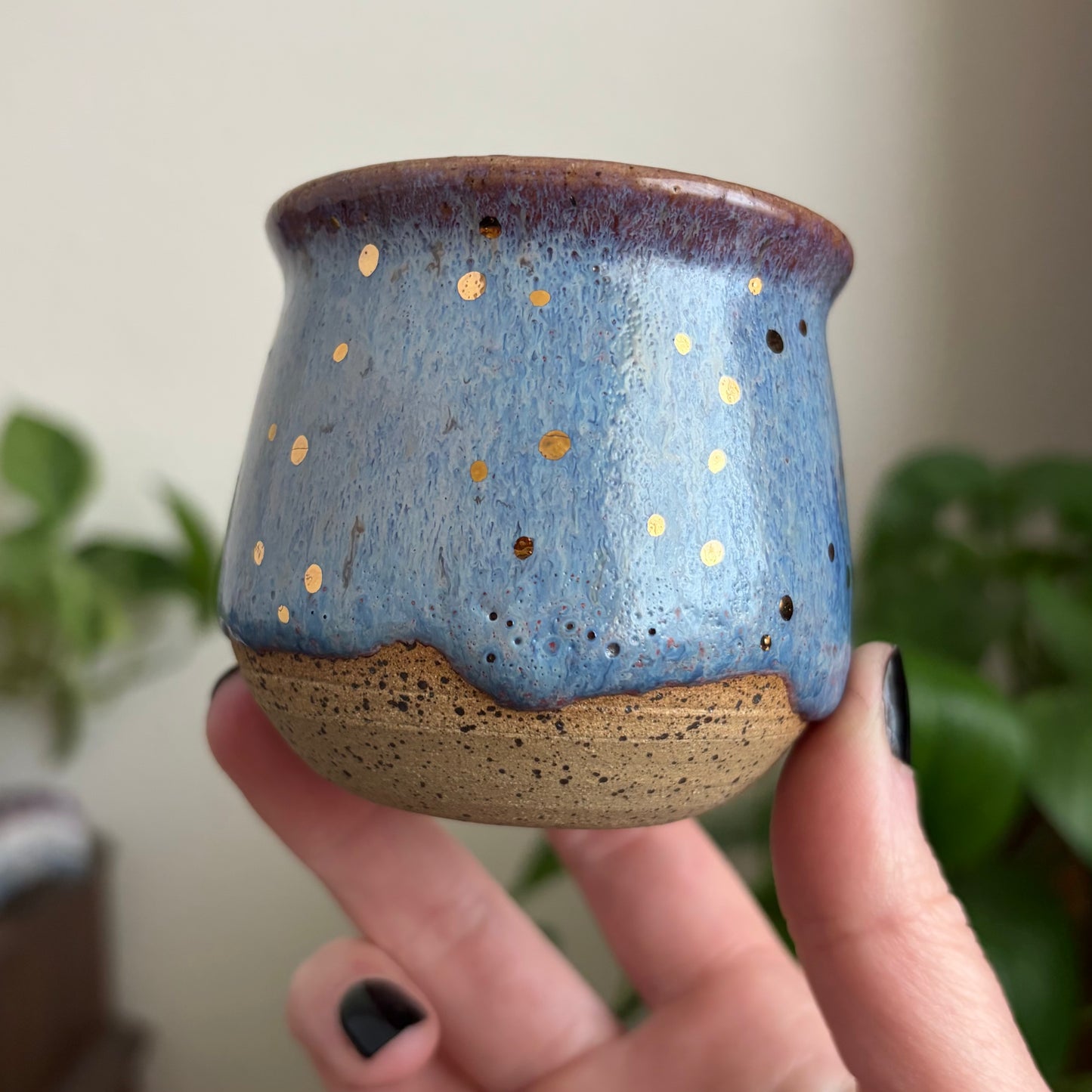 Eye + Stars Mini Planter • Drippy Déjà Vu Glaze • Drainage