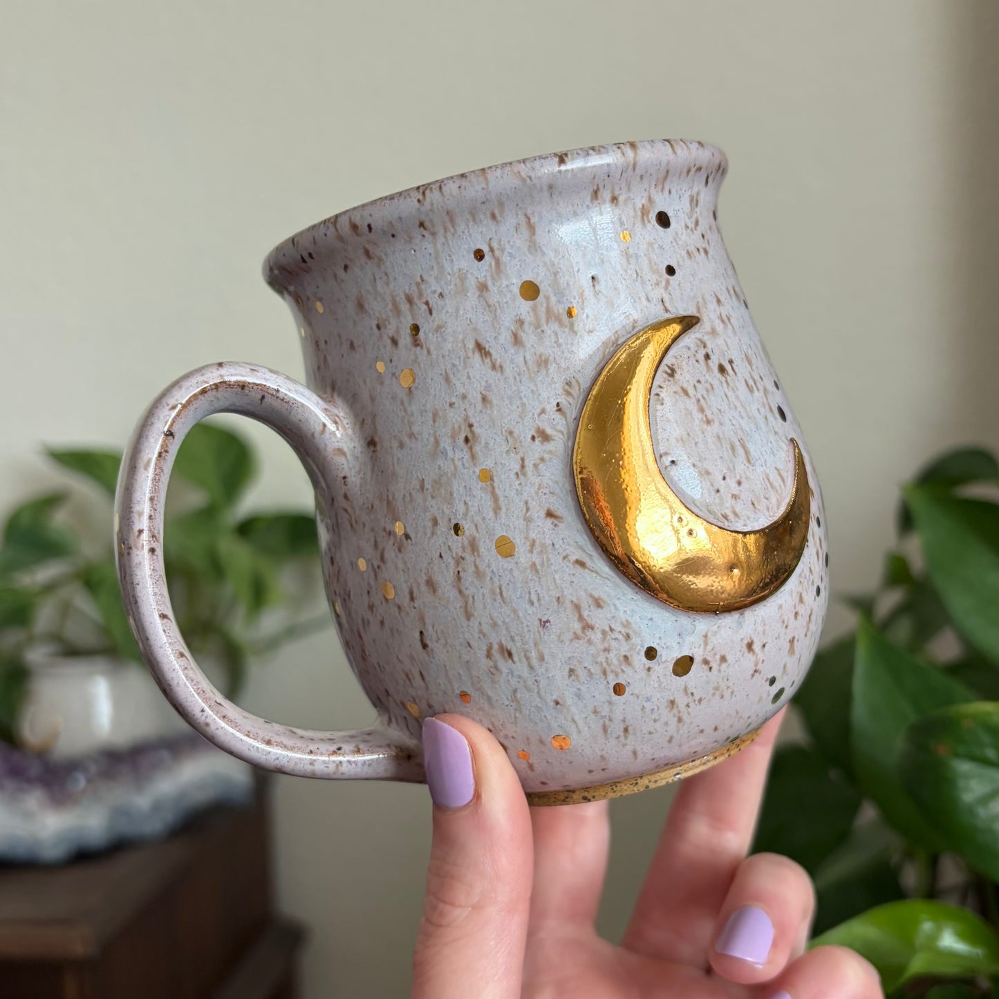 Moon + Stars Double Sided Mug • Lavender Haze Glaze • 15 fl oz