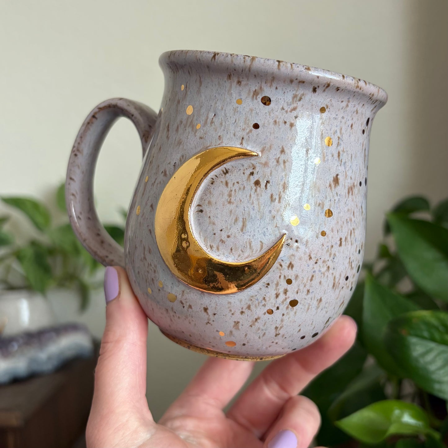 Moon + Stars Double Sided Mug • Lavender Haze Glaze • 15 fl oz