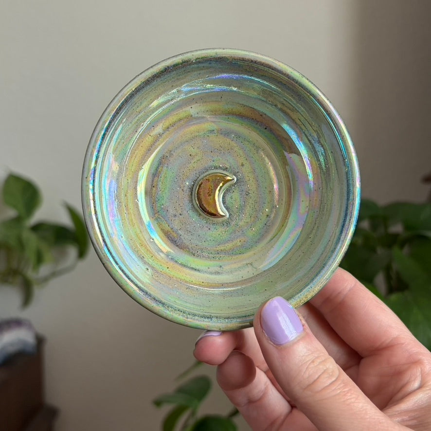 Crescent Moon Small Bowl • Aura Meadow Glaze