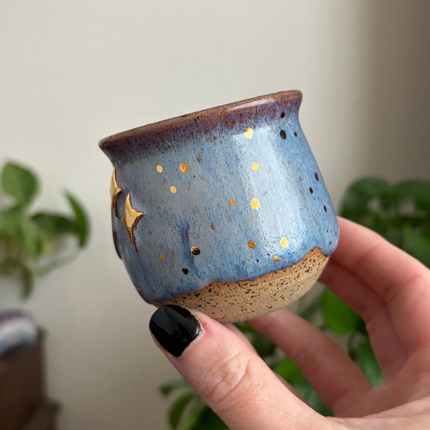 Eye + Stars Mini Planter • Drippy Déjà Vu Glaze • Drainage