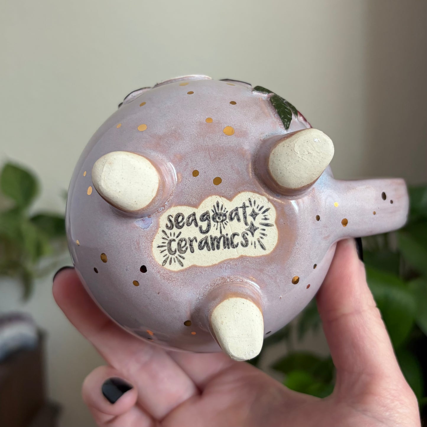 Bee + Peonies Cauldron Mug • Lavender Haze Glaze • 15 fl oz