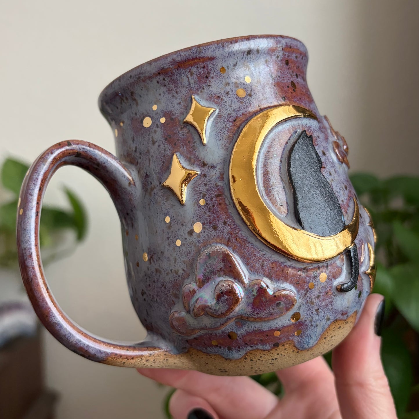 Celestial Cat Mug • Drippy Déjà Vu Glaze • 14 fl oz
