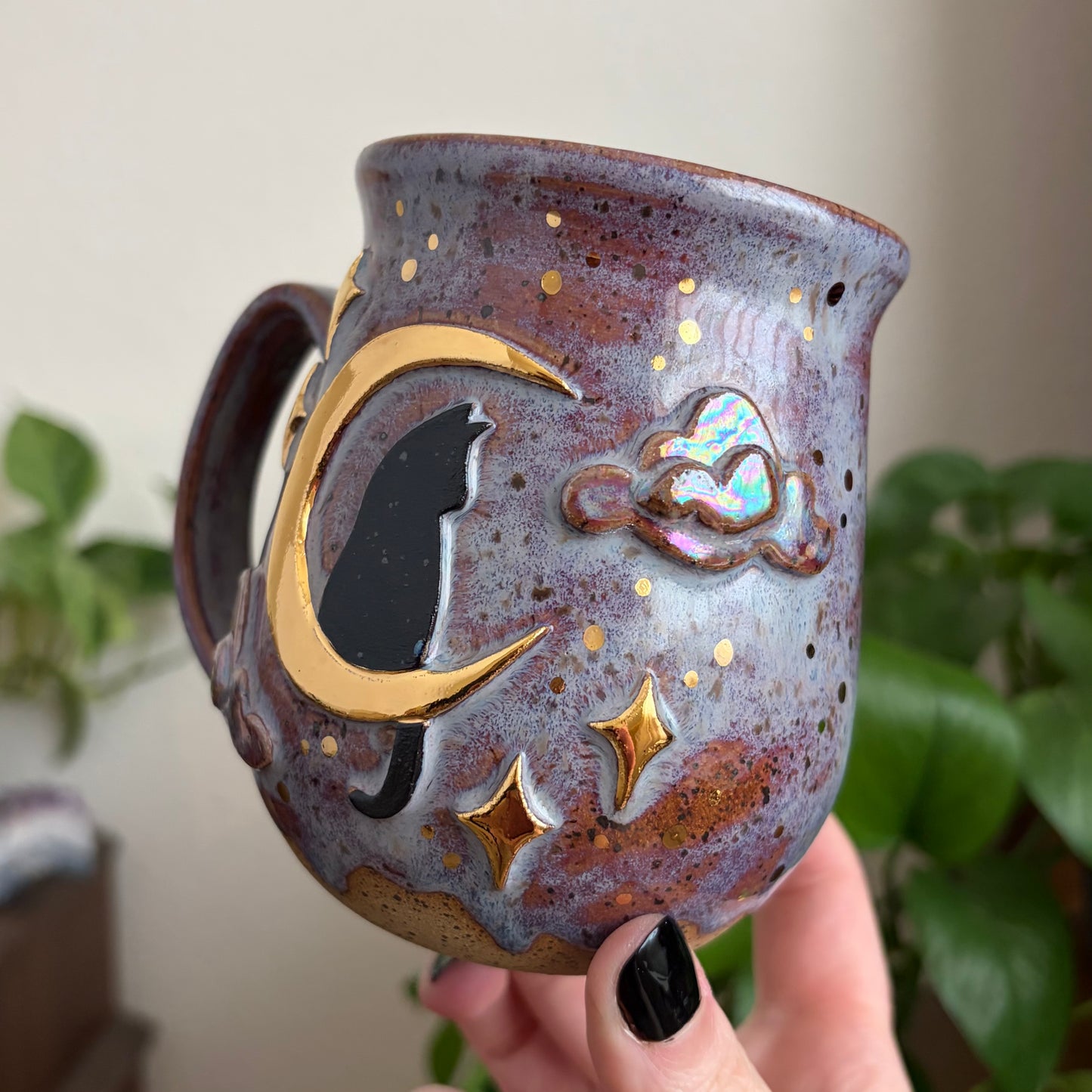 Celestial Cat Mug • Drippy Déjà Vu Glaze • 14 fl oz