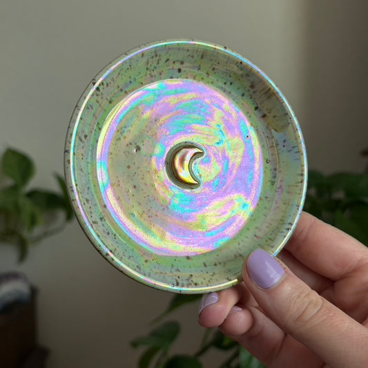Crescent Moon Ring Bowl • Aura Meadow Glaze