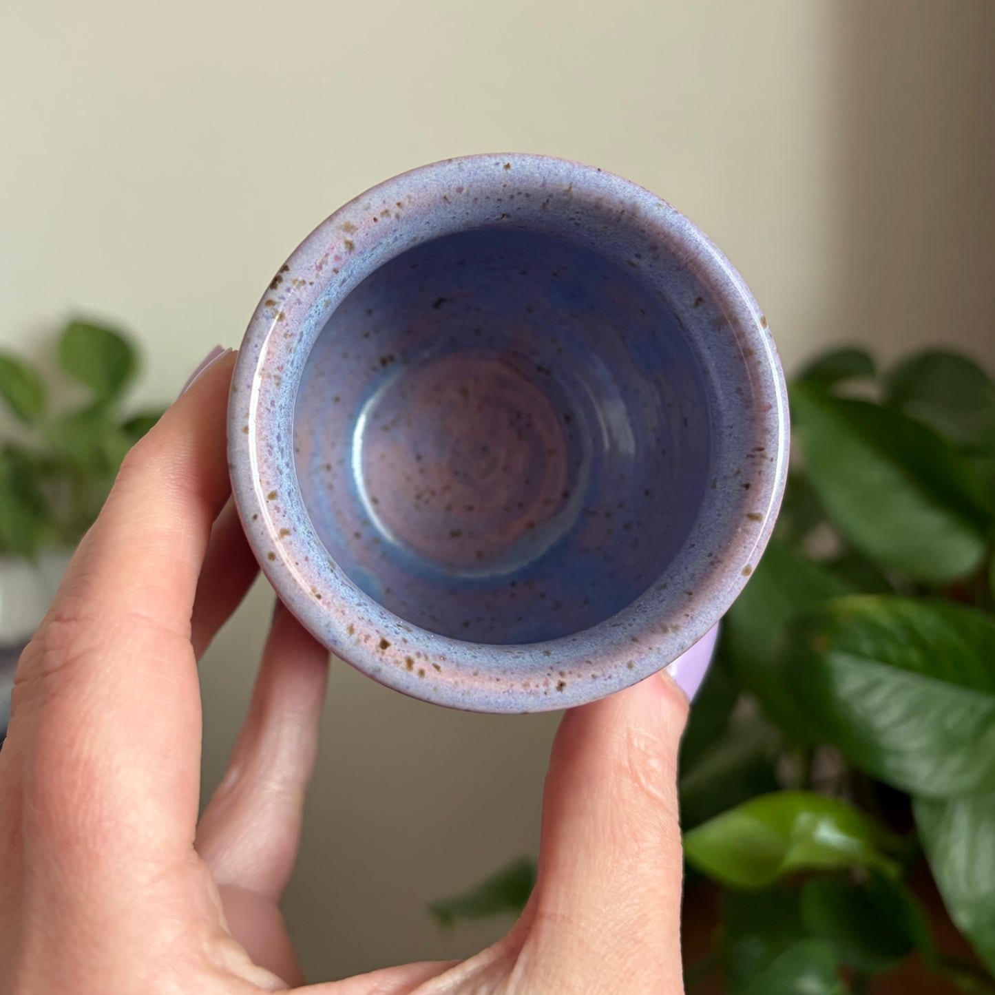 Crescent Moon Mini Ritual Cauldron • Drippy Lavender Haze Glaze