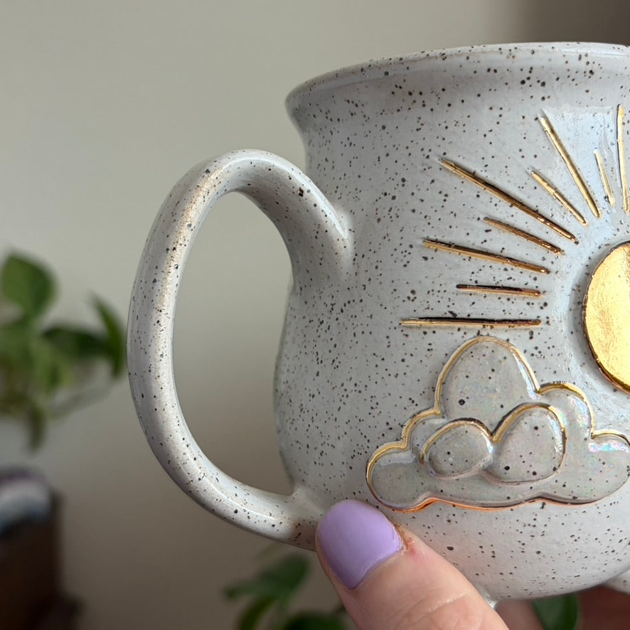 Mostly Sunny Cauldron Mug • Snow Glaze • 15 fl oz