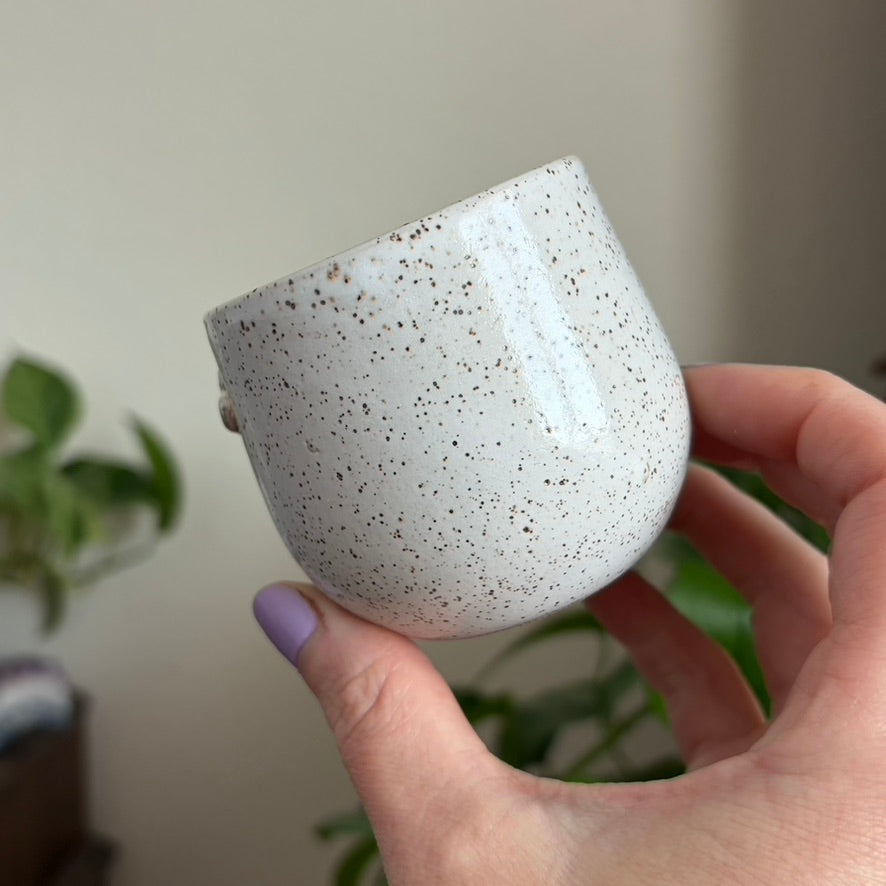 Mostly Sunny Mini Planter • Snow Glaze • Drainage