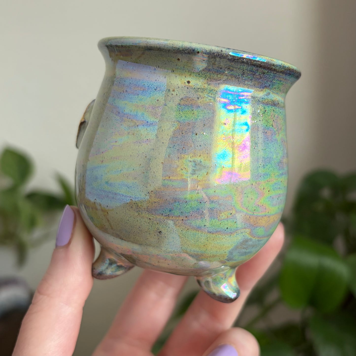 Moon + Stars Mini Ritual Cauldron • Aura Meadow Glaze