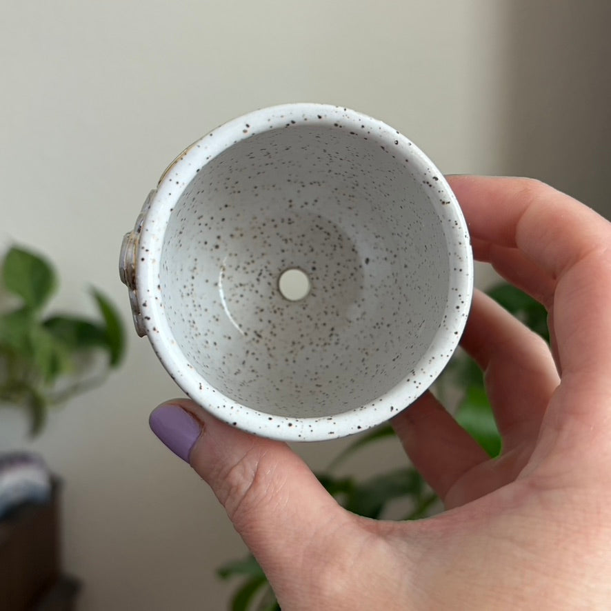 Mostly Sunny Mini Planter • Snow Glaze • Drainage