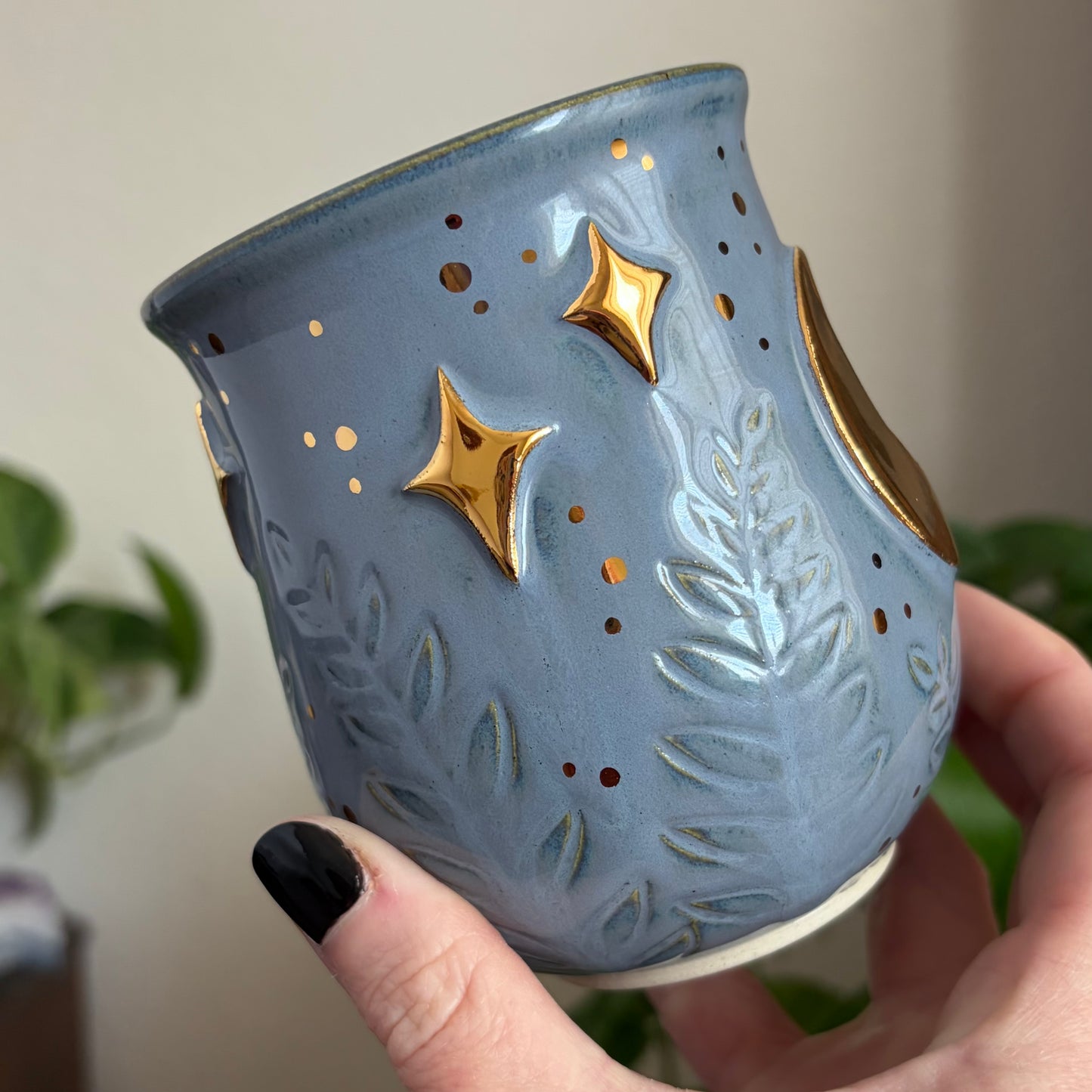 Moonlit Fern Mug • Blue Glaze • 15 fl oz
