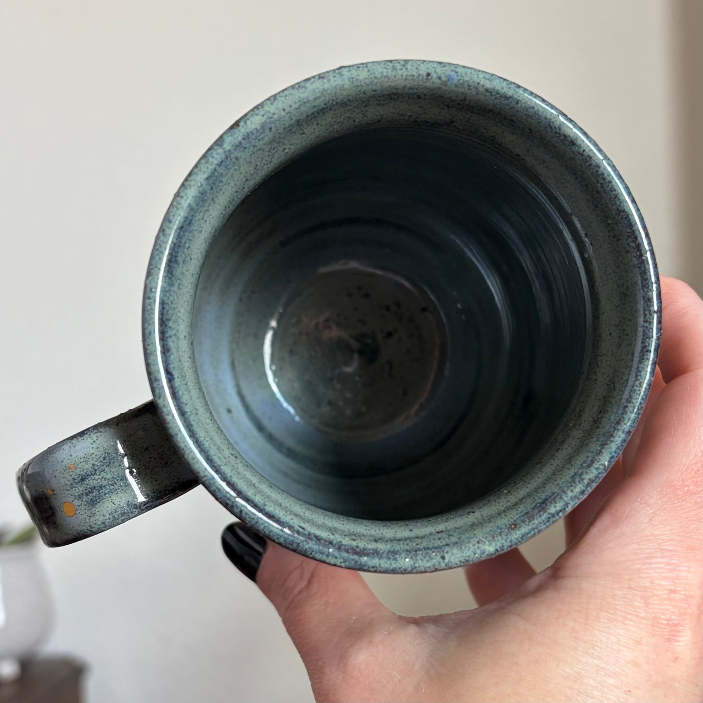 Strawberry + Flowers Mug • Drippy Moody Blue Glaze • 18 fl oz