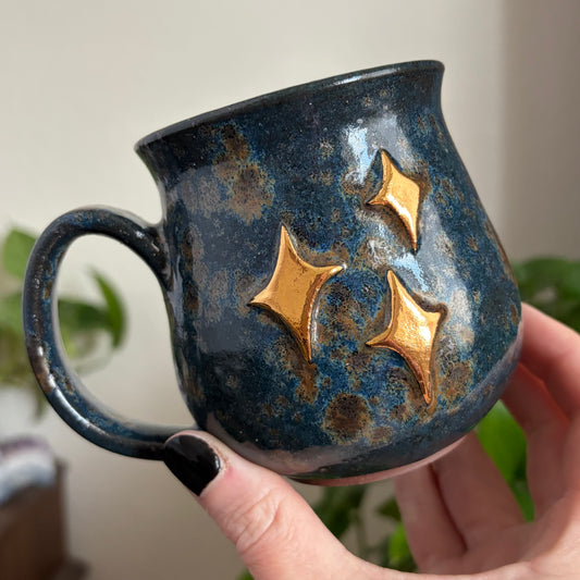 Moon + Stars Double Sided Mug • Shipwreck Glaze • 12 fl oz