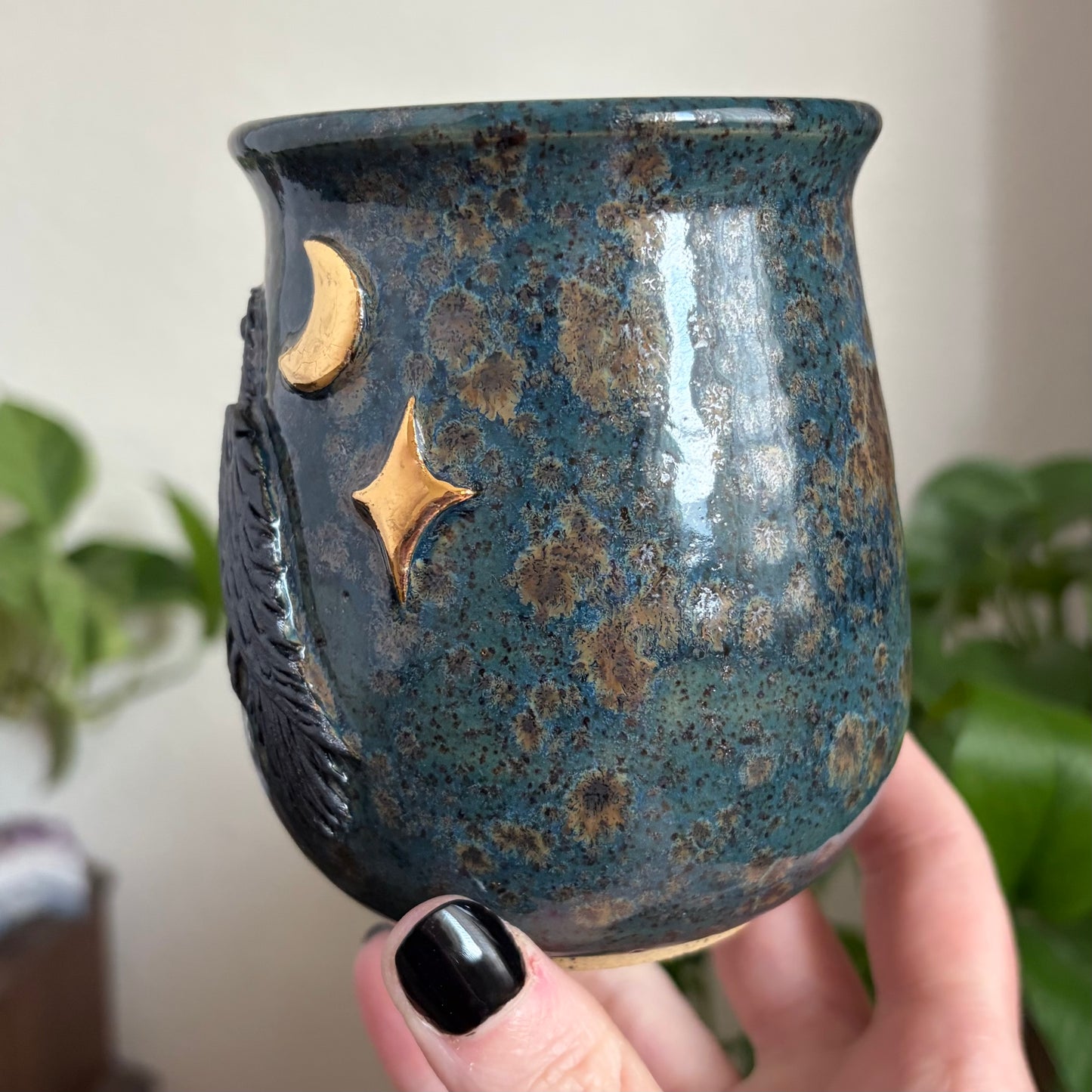 Celestial Raven Mug • Shipwreck Glaze • 15 fl oz