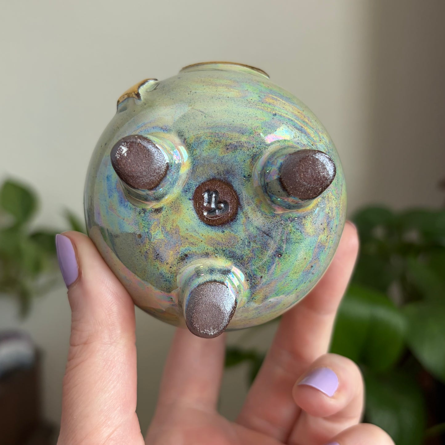 Moon + Stars Mini Ritual Cauldron • Aura Meadow Glaze