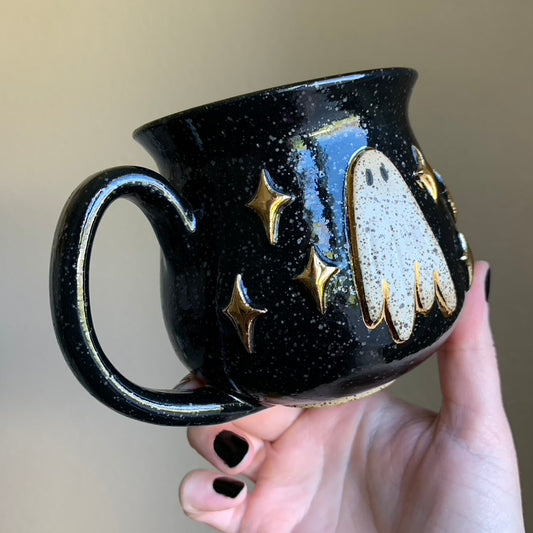 PRE-ORDER • Starry Ghost Mug • Raven Glaze *READ FULL DETAILS*