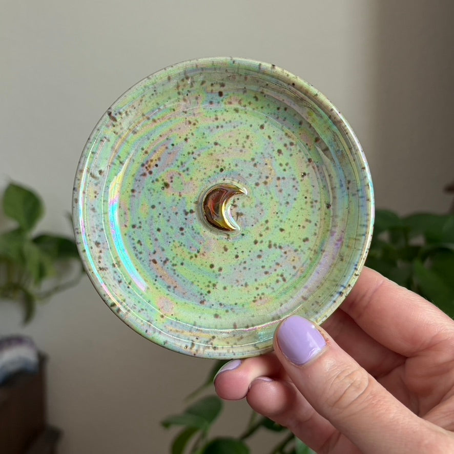Crescent Moon Ring Bowl • Aura Meadow Glaze