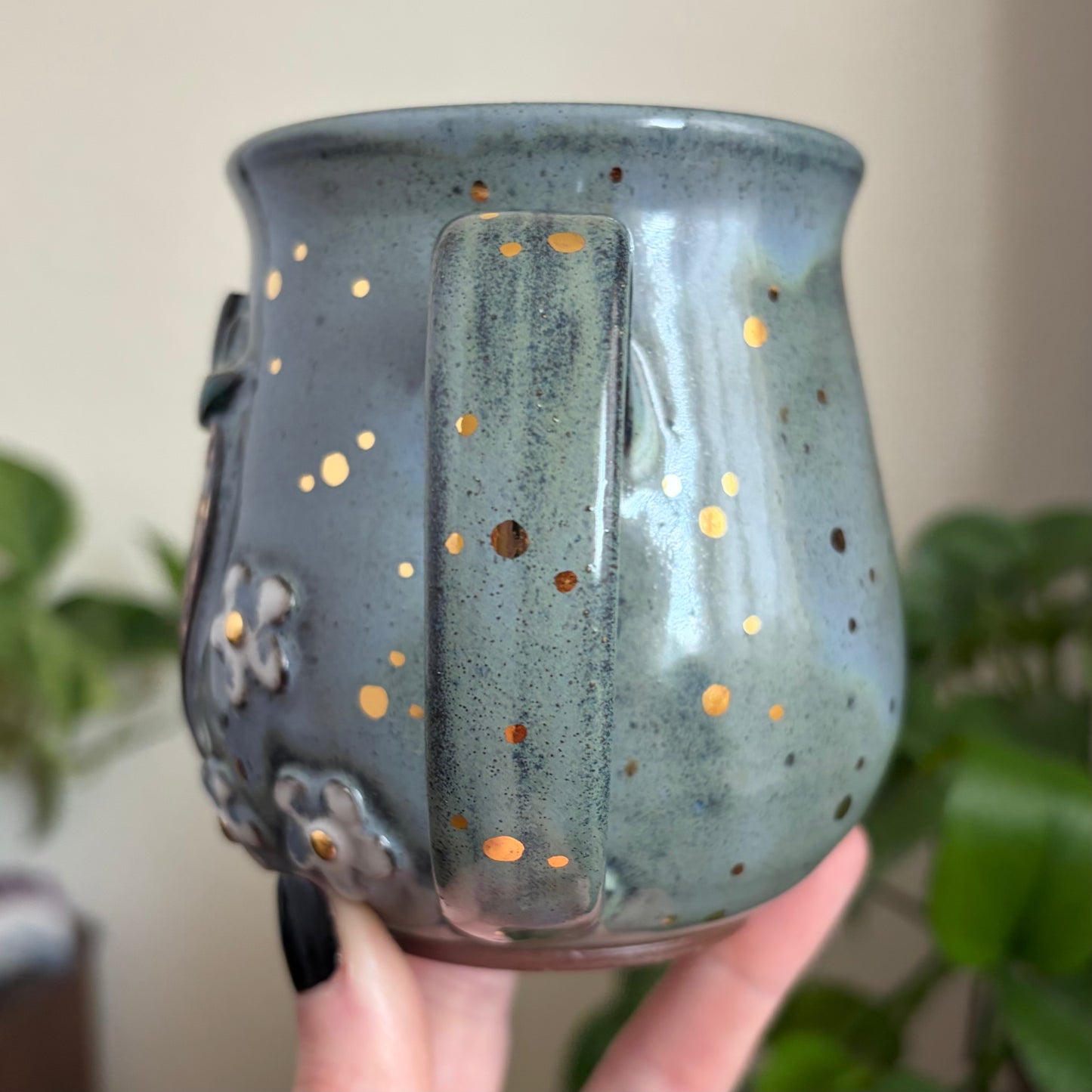 Strawberry + Flowers Mug • Blue Glaze • 15 fl oz
