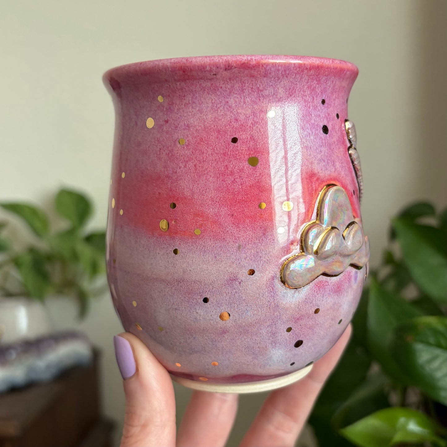 Hummingbird + Clouds Mug • Electric Cosmos Glaze • 14 fl oz