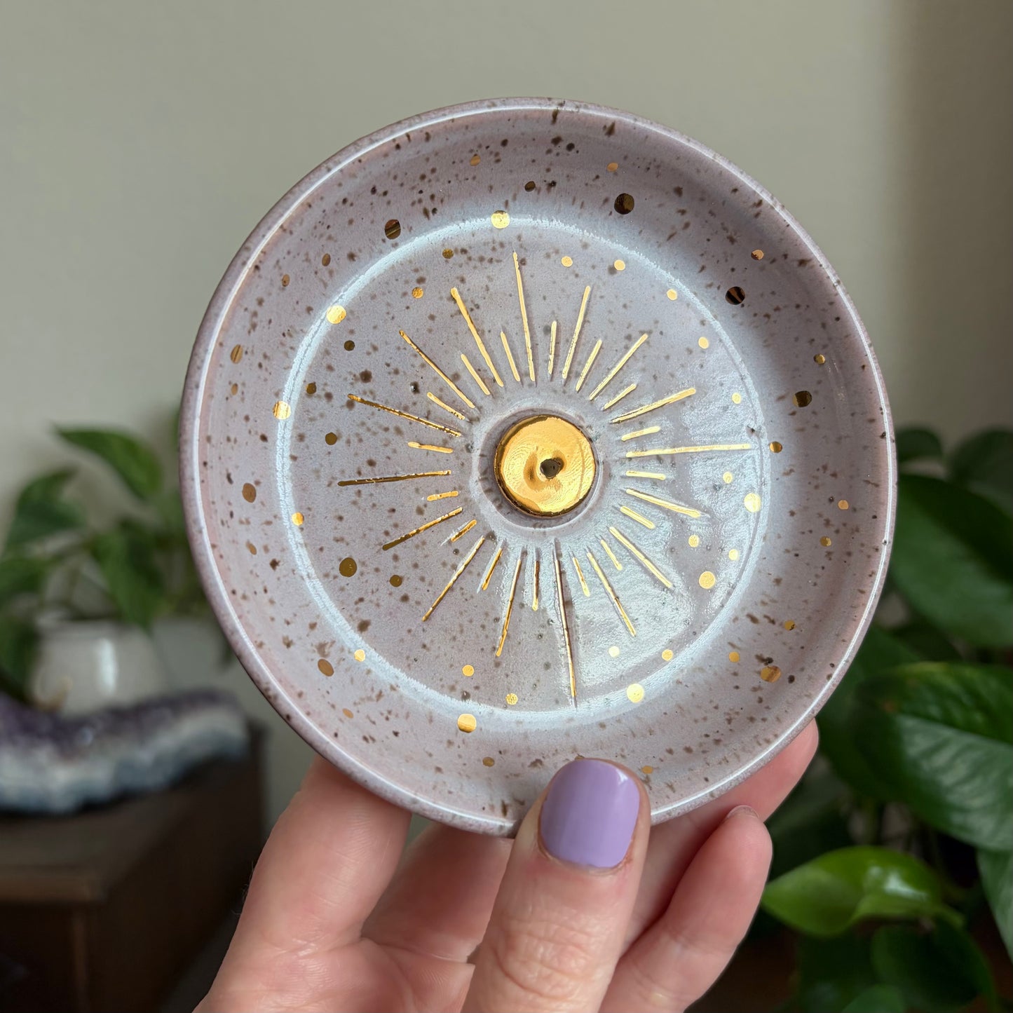 Shining Sun Incense Holder • Lavender Haze Glaze