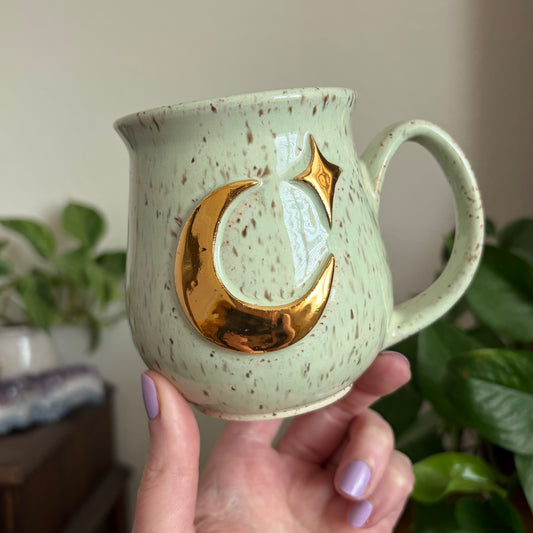 Moon + Star Mug • Meadow Glaze • 13 fl oz