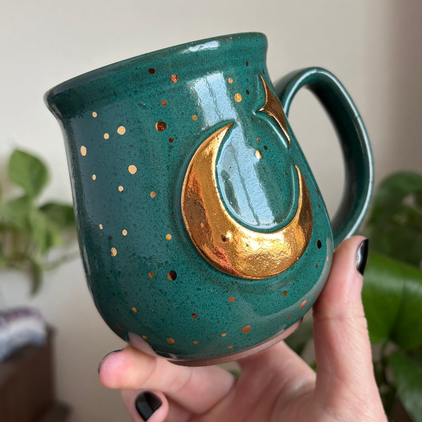 Moon + Star Mug • Emerald Glaze • 13 fl oz