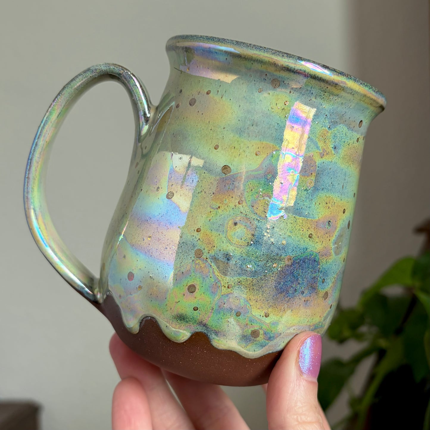 Pink Strawberry Mug • Drippy Aura Meadow Glaze • 15 fl oz