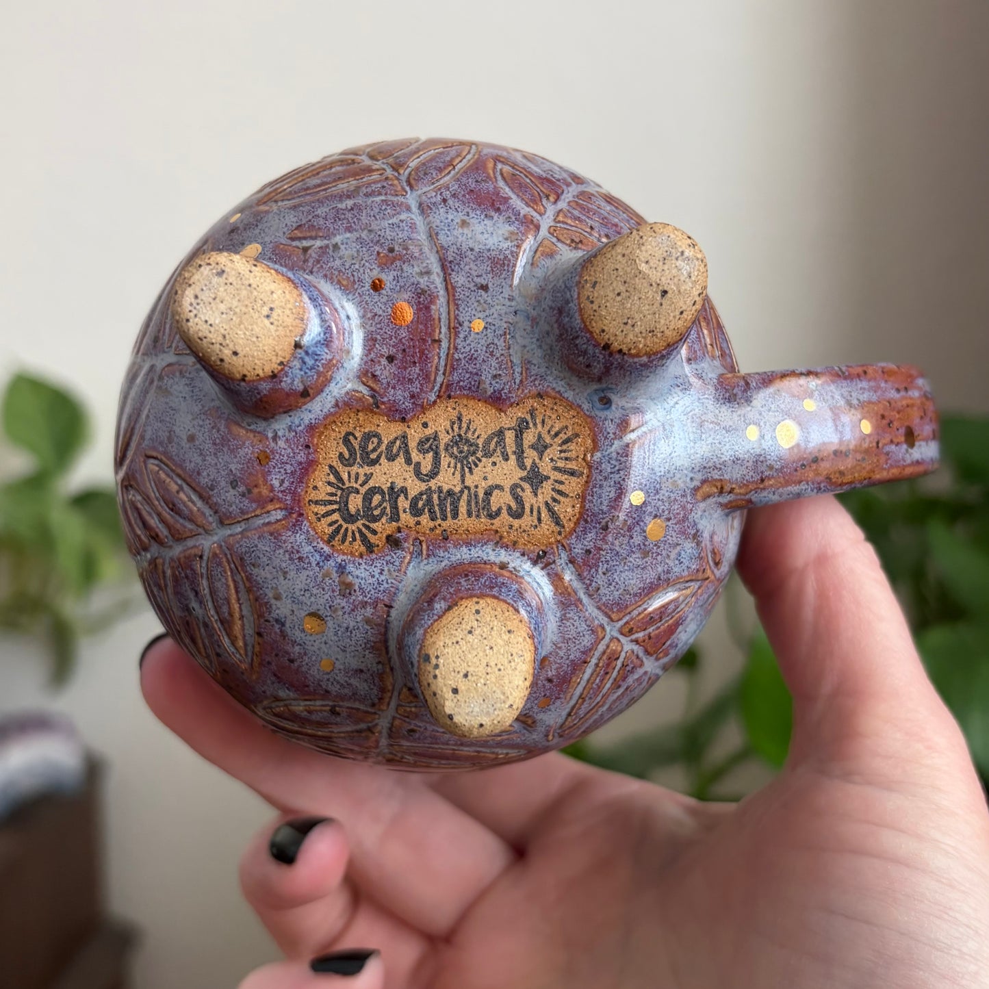 Butterfly + Ferns Cauldron Mug • Déjà Vu Glaze • 15 fl oz