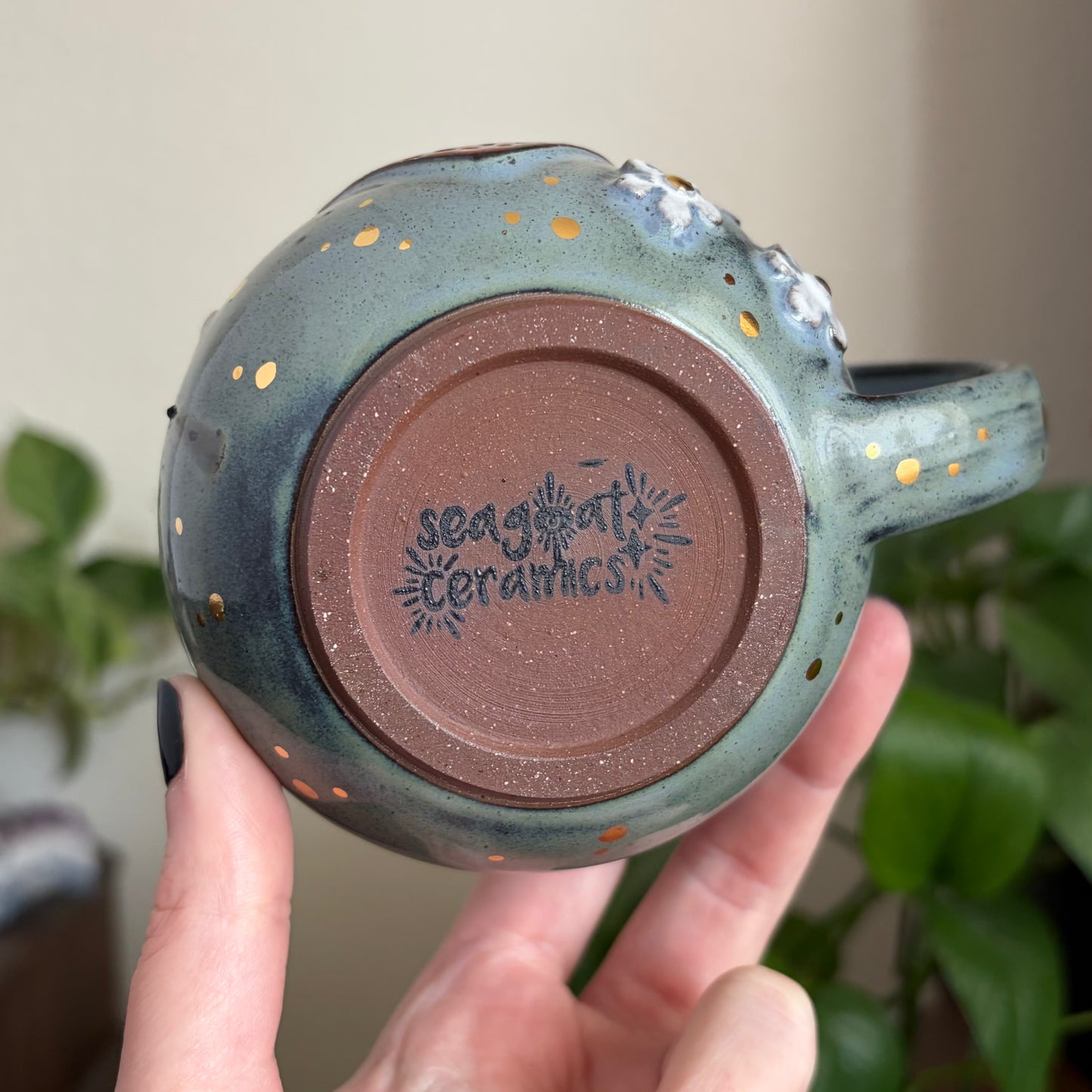 Strawberry + Flowers Mug • Blue Glaze • 15 fl oz