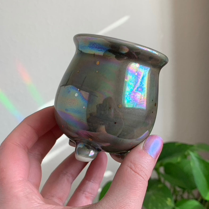 Bat Mini Ritual Cauldron • Aura Smoke Glaze