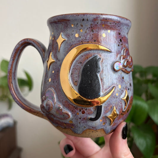 Celestial Cat Mug • Drippy Déjà Vu Glaze • 14 fl oz